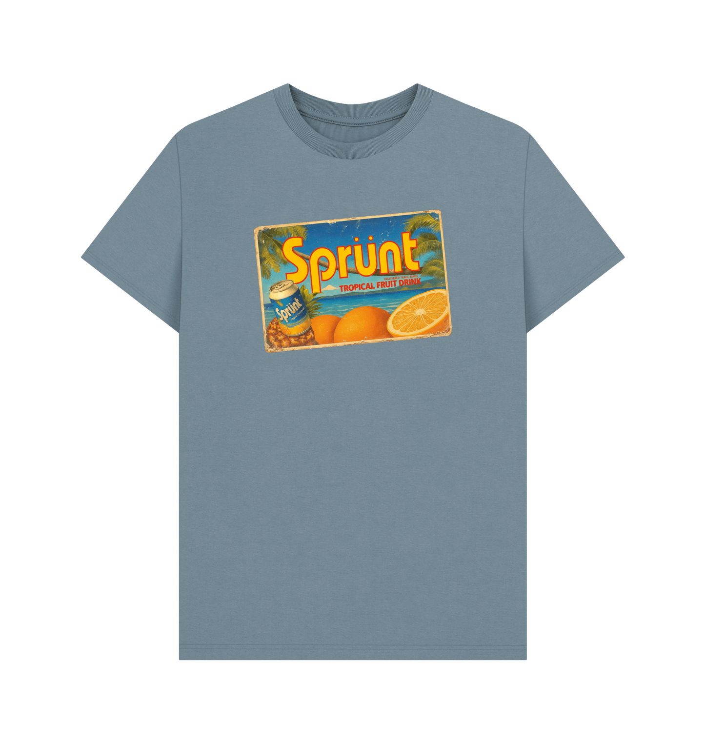 Stone Blue Printed T-shirt Front