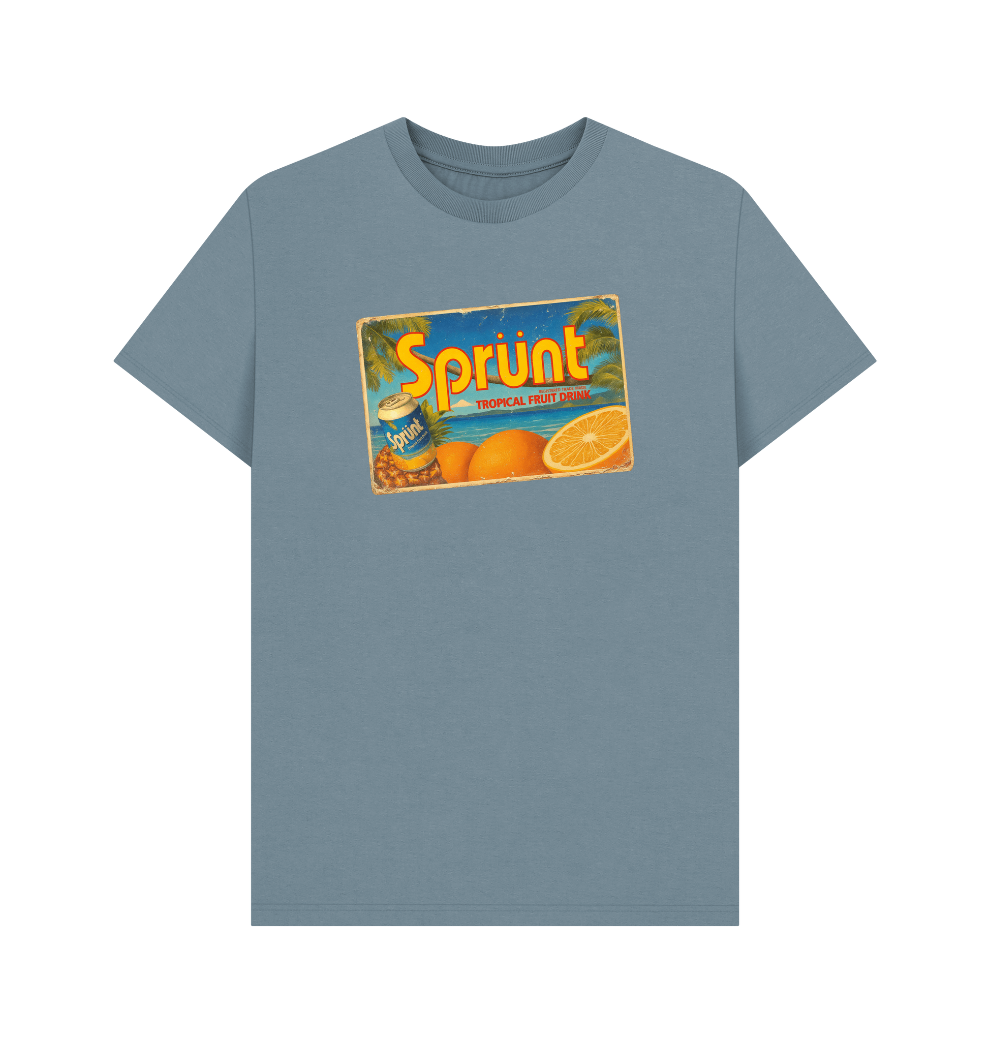 Stone Blue Printed T-shirt Front