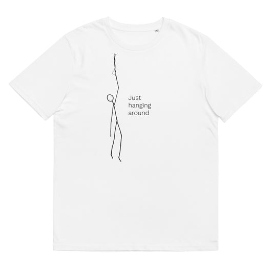 Just hanging around on this unisex organic cotton t-shirt